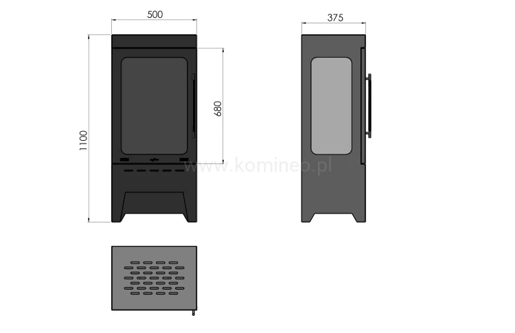 Biokominek wolnostojący INFIRE INCOZA 3 schemat