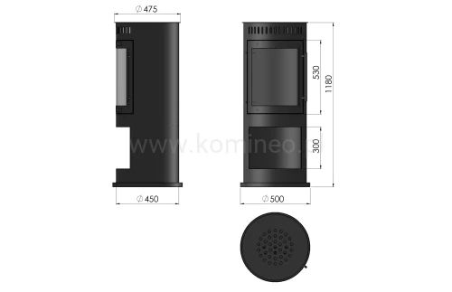 Biokominek wolnostojący INFIRE INCOZA 4 schemat