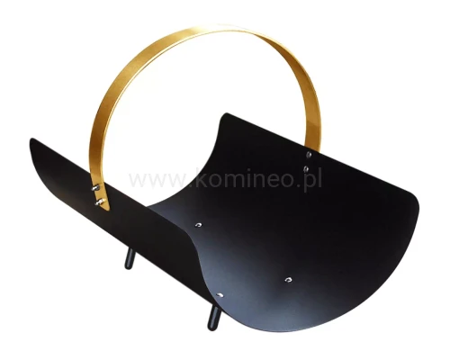 ArtFuego KO-032-CZ/MO Kosz na drewno ze stali, czarny, rączka mosiężna