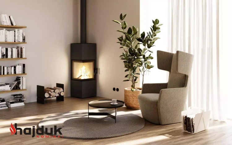 HAJDUK PIXEL L Piec kominkowy stalowy - aranżacja