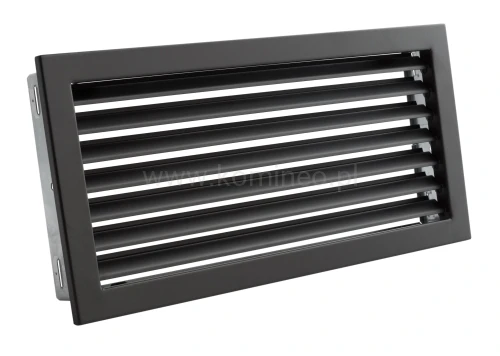 Kratka kominkowa PRO-V 450x220 ze stałą żaluzją, czarna