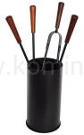 ArtFuego Z-3125-2-CZ Zestaw kominkowy ze stali, czarny, drewniane rączki, kubełek