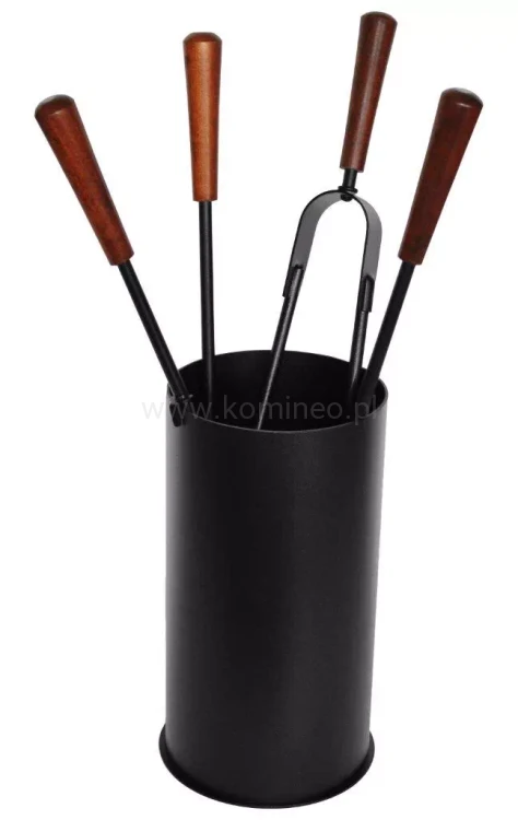 ArtFuego Z-3125-2-CZ Zestaw kominkowy ze stali, czarny, drewniane rączki, kubełek