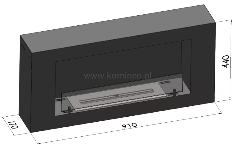 Biokominek SIMPLE fire BLACKBOX 910 schemat