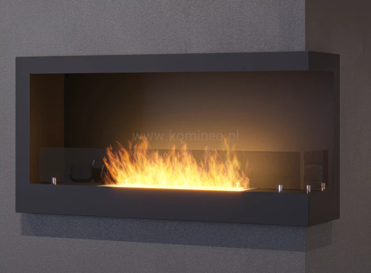 SIMPLE fire CORNER 900 prawy Biokominek do zabudowy narożny aranżacja
