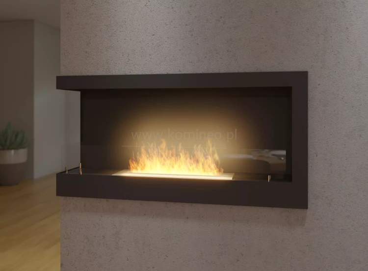 SIMPLE fire CORNER 900 lewy Biokominek do zabudowy narożny aranżacja