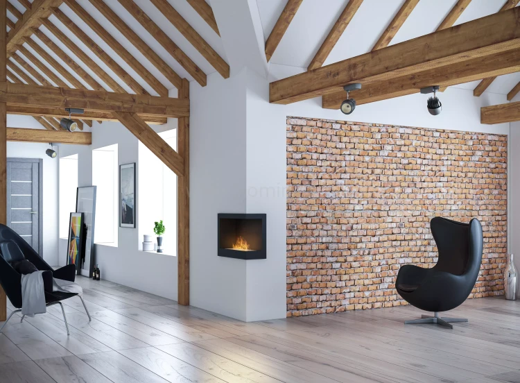 SIMPLE fire CORNER 600 prawy Biokominek do zabudowy narożny aranżacja