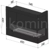 SIMPLE fire CORNER 600 prawy Biokominek do zabudowy narożny schemat