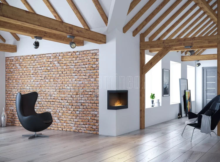 SIMPLE fire CORNER 600 lewy Biokominek do zabudowy narożny aranżacja