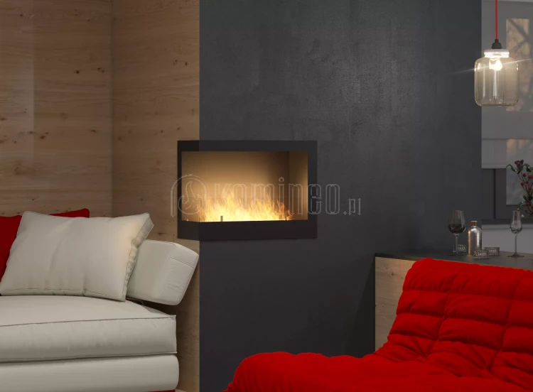 SIMPLE fire CORNER 600 lewy Biokominek do zabudowy narożny aranżacja
