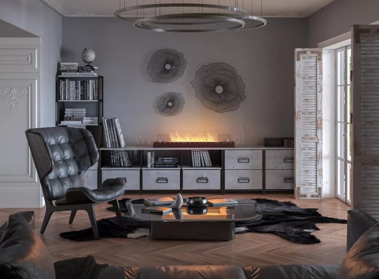 Biokominek SIMPLE fire FIREBOX 1200 z szybami, aranżacja