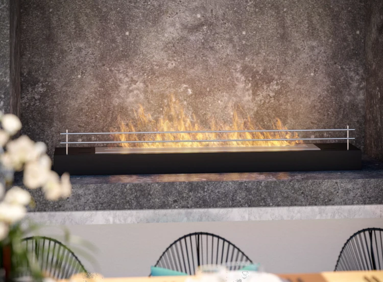 Biokominek SIMPLE fire FIREBOX 1200 z drabinką aranżacja