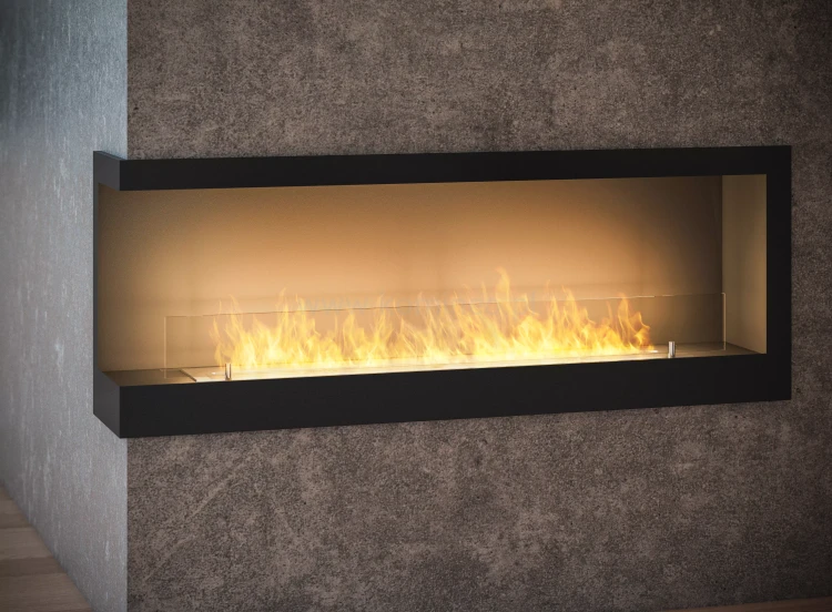 SIMPLE fire CORNER 1200 lewy Biokominek do zabudowy narożny z szybą, aranżacja