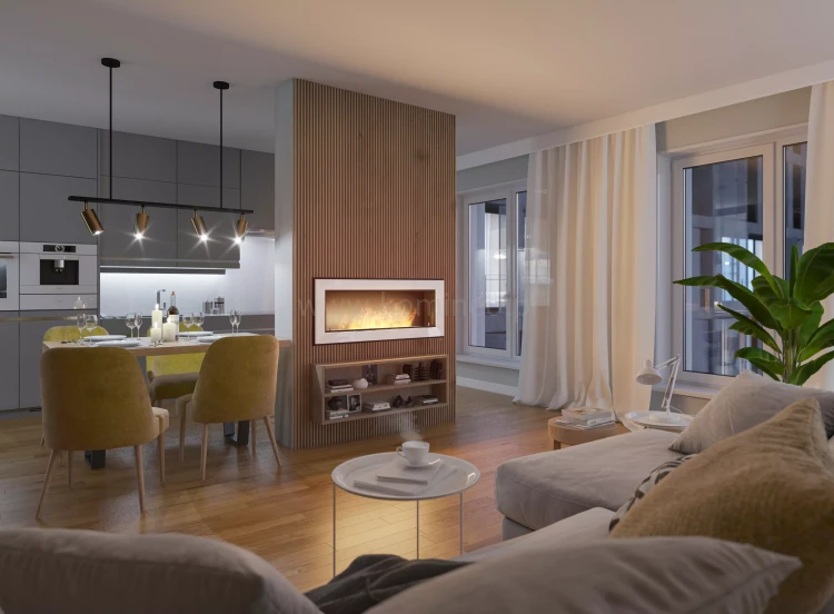 Biokominek SIMPLE fire FRAME 1200 biały, aranżacja