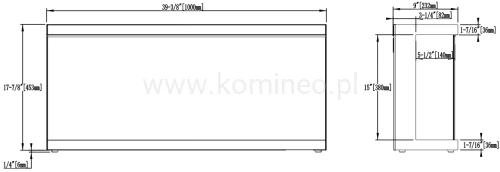 Kominek elektryczny trójstronny AFLAMO UNIQUE NH 100 - schemat