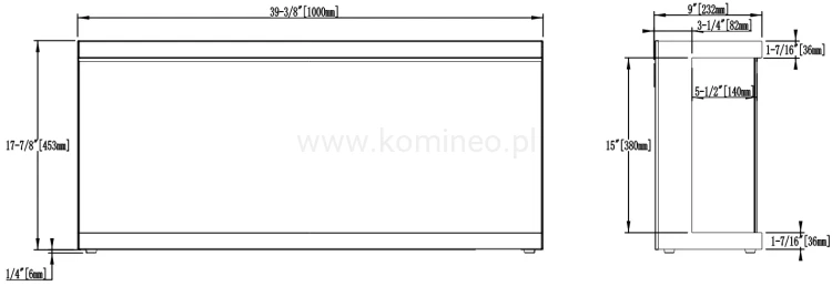 Kominek elektryczny trójstronny AFLAMO UNIQUE NH 100 - schemat