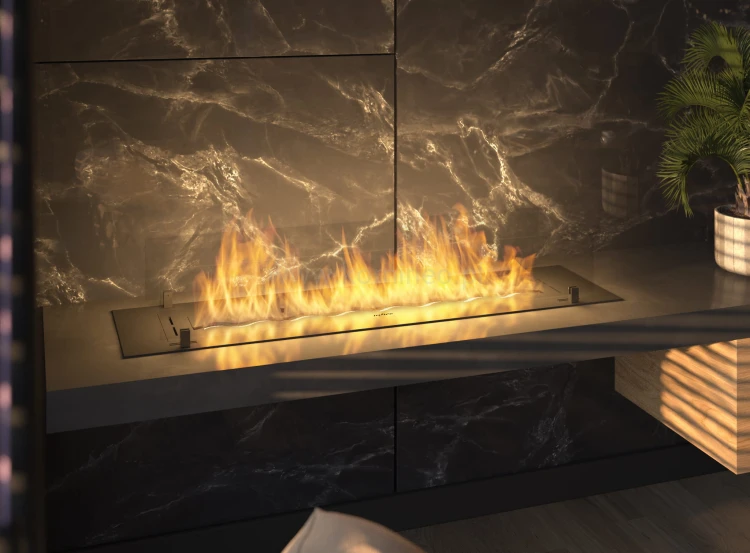 Biokominek do zabudowy INFIRE INSERT BLACK 1200 aranżacja