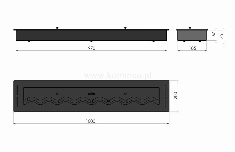 Biopalenisko INFIRE PALNIK BLACK BURNER 1000 schemat