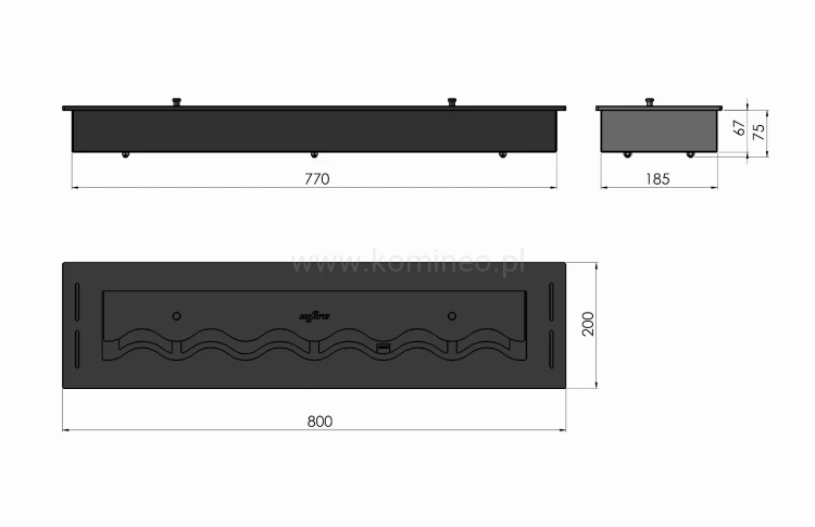 Biopalenisko INFIRE PALNIK BLACK BURNER 800 schemat
