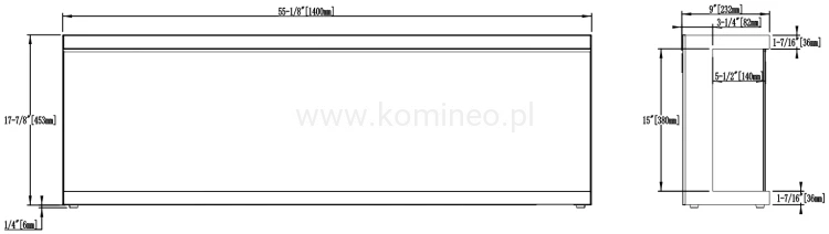 Kominek elektryczny trójstronny AFLAMO UNIQUE NH 140 - schemat