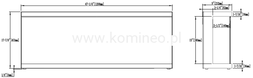 Kominek elektryczny trójstronny AFLAMO UNIQUE NH 120 - schemat