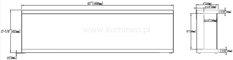 Kominek elektryczny trójstronny AFLAMO UNIQUE NH 160 - schemat