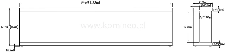 Kominek elektryczny trójstronny AFLAMO UNIQUE NH 180 - schemat