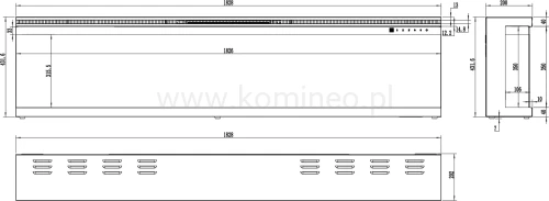 Kominek elektryczny trójstronny AFLAMO UNIQUE 183 schemat