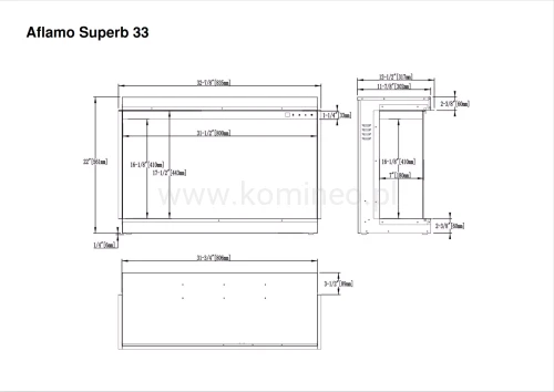 Kominek elektryczny trójstronny AFLAMO SUPERB 33 schemat