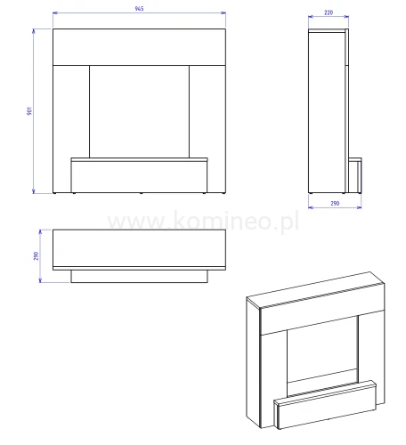 DIMPLEX LUCID Kominek elektryczny schemat