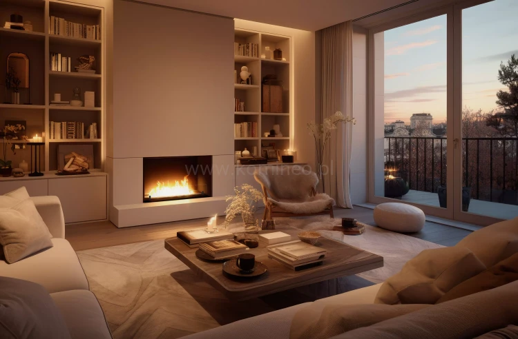 Biokominek do zabudowy INFIRE INSIDE BLACK 800 SLIM LINE aranżacja