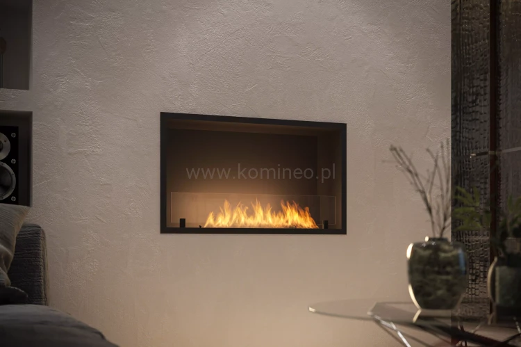 Biokominek do zabudowy INFIRE INSIDE BLACK 800 SLIM LINE aranżacja