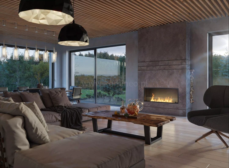 Biokominek do zabudowy INFIRE INSIDE BLACK 1200 SLIM LINE aranżacja