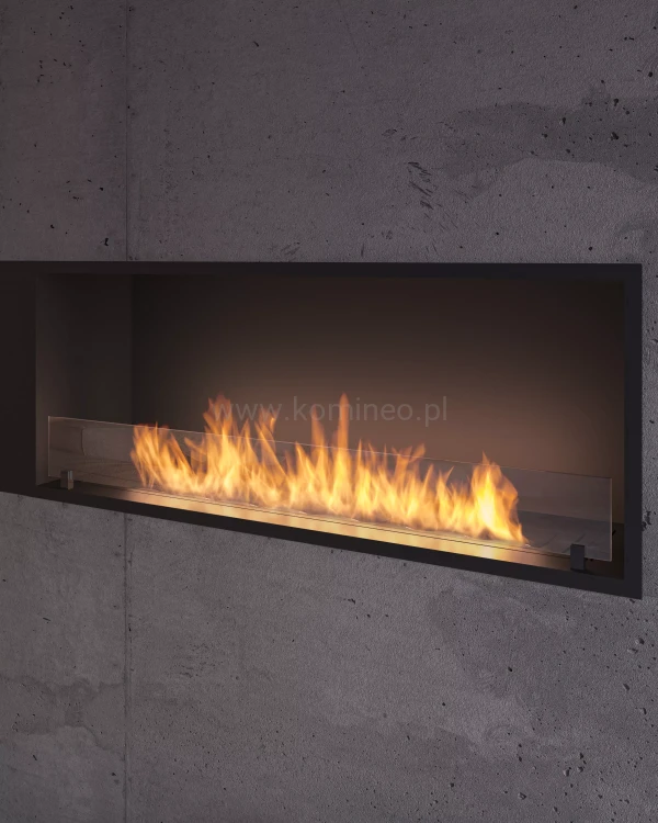Biokominek do zabudowy INFIRE INSIDE BLACK 1200 SLIM LINE aranżacja
