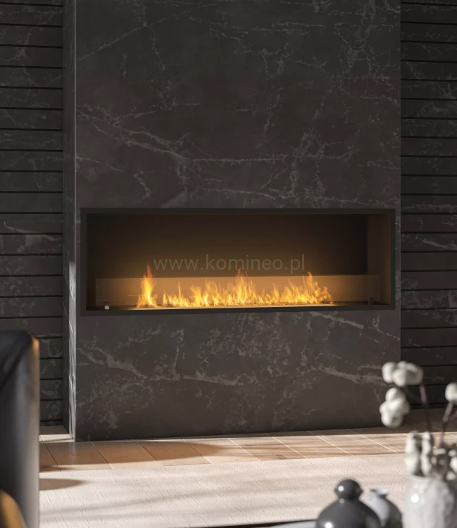 Biokominek do zabudowy INFIRE INSIDE BLACK 1500 SLIM LINE aranżacja