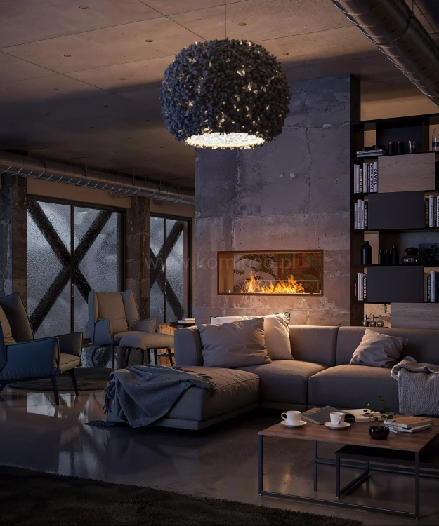 Biokominek do zabudowy INFIRE 2 SIDE 1200 SLIM LINE vis a vis aranżacja