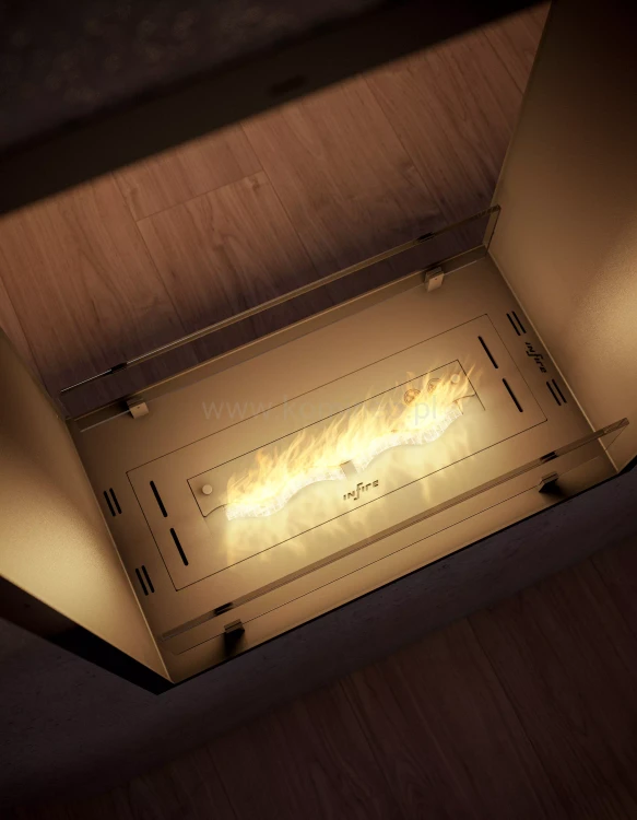 Biokominek do zabudowy INFIRE 2 SIDE 1000 SLIM LINE vis a vis pionowy aranżacja
