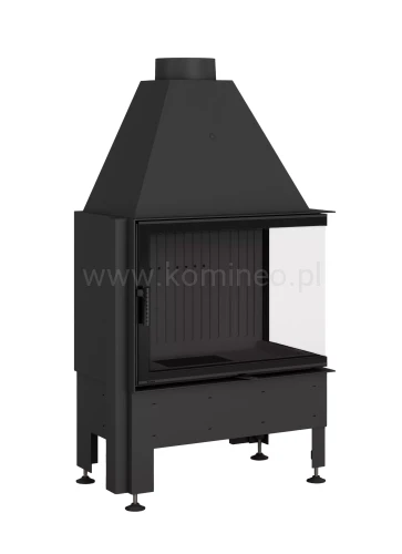 HAJDUK VOLCANO 2PT-S prawy Wkład kominkowy narożny ciemna ceramika