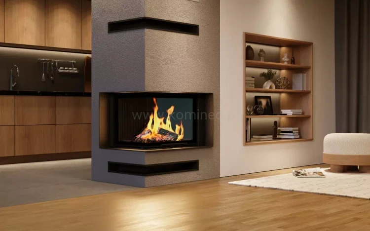 HAJDUK VOLCANO 2LTh-S Wkład kominkowy narożny aranżacja