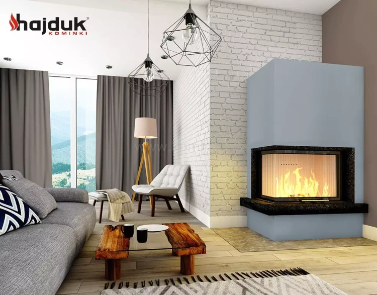 HAJDUK VOLCANO 2LATh lewy Wkład kominkowy narożny aranżacja