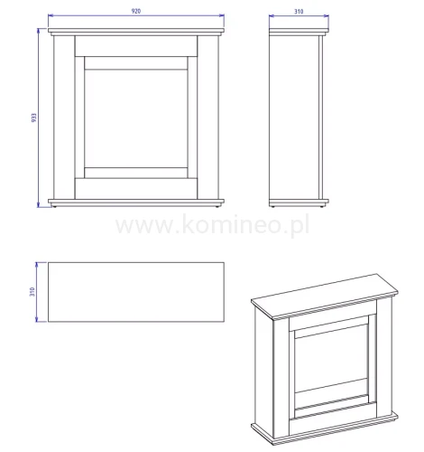 DIMPLEX UNITY Kominek elektryczny schemat
