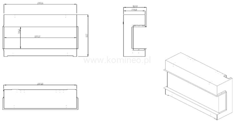 DIMPLEX VIVENTE PLUS 100 Kominek elektryczny do zabudowy schemat