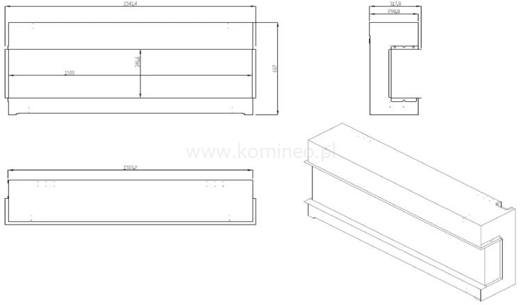 DIMPLEX VIVENTE PLUS 150 Kominek elektryczny do zabudowy schemat