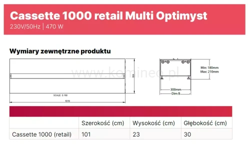 DIMPLEX Kaseta 1000 Retail Multi Colour 3D Optimyst schemat
