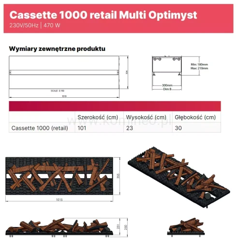 DIMPLEX Kaseta 1000 Retail z polanami Multi Colour 3D Optimyst schemat