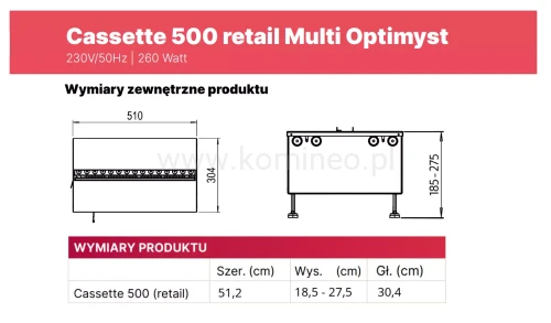 DIMPLEX Kaseta 500 Retail Multi Colour 3D Optimyst - schemat