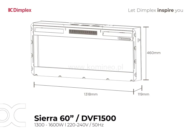 DIMPLEX SIERRA 60 Kominek elektryczny schemat