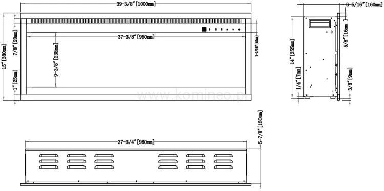 Kominek elektryczny AFLAMO ROYAL PRO 100 schemat
