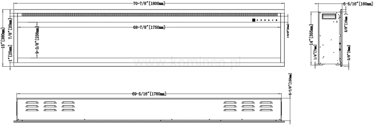 Kominek elektryczny AFLAMO ROYAL PRO 180 schemat