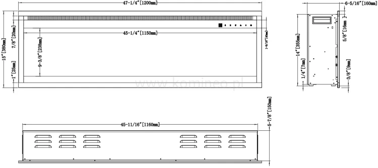 Kominek elektryczny AFLAMO ROYAL PRO 120 schemat
